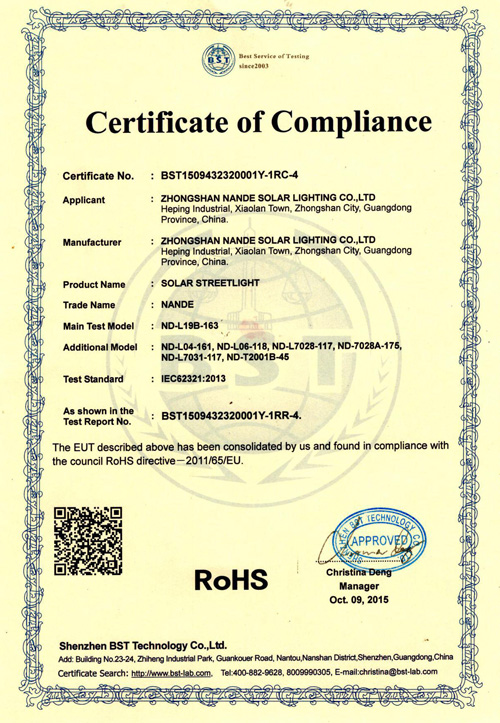 乐竞·体育官方网站ROHS认证证书